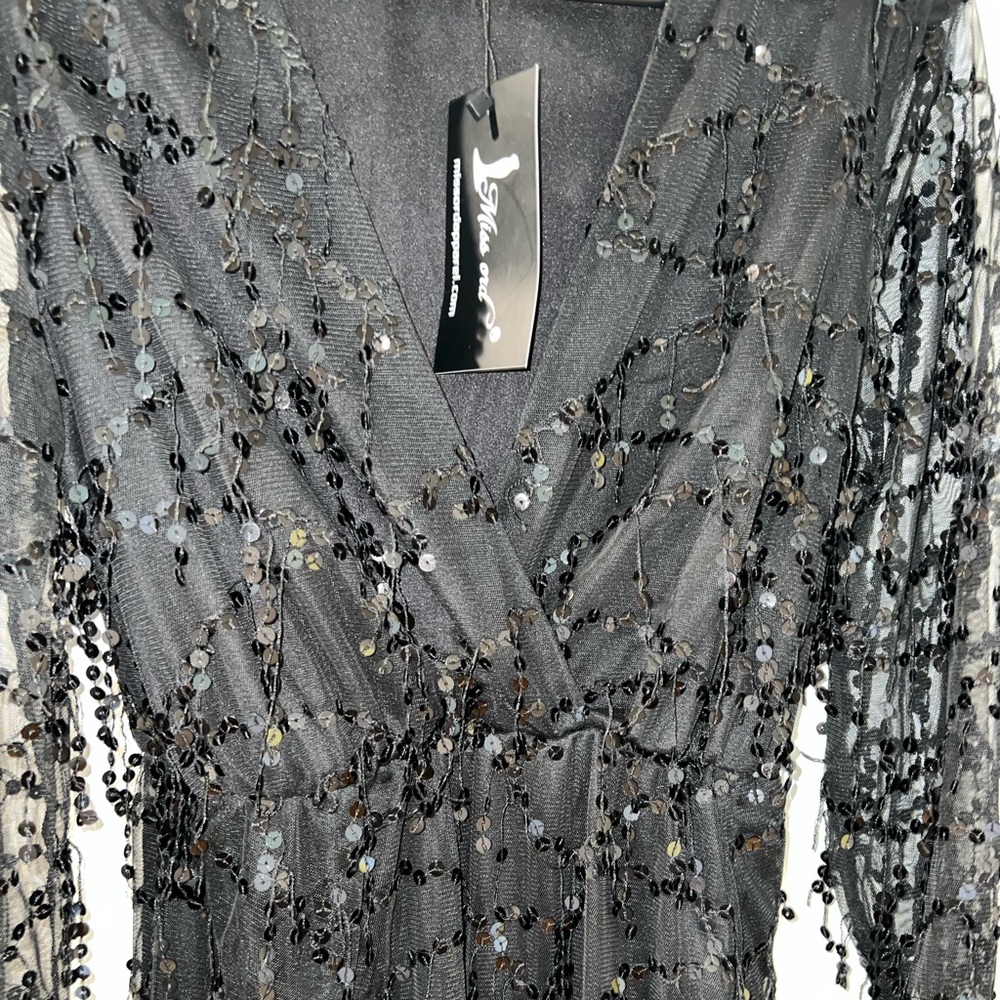 Black Sequin Maxi Dress Size L
